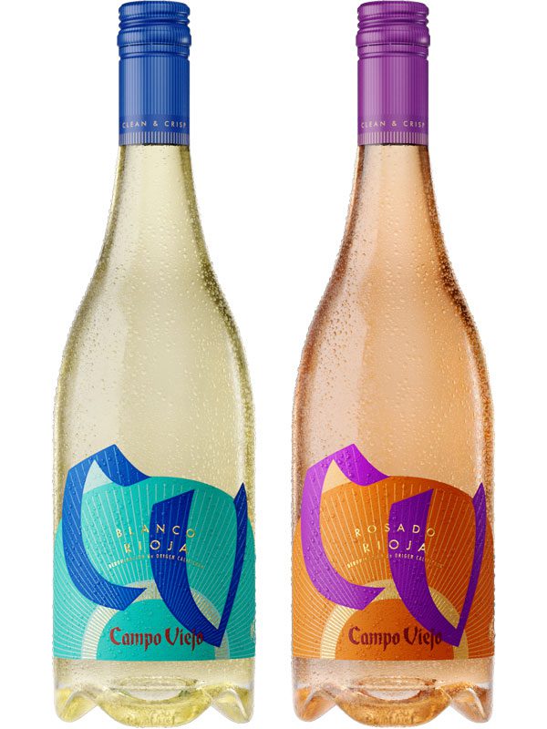 Pack shots of Campo Viejo Contemporary Blanco and Rosa.