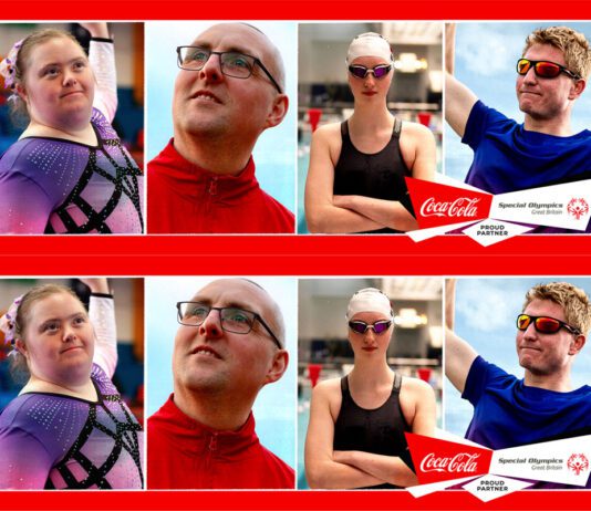 Coca-Cola announces sponsorship of Special Olympics GB Images of Special Olympics GB athletes in red boxes with the Coca-Cola Special Olympics GB sponsorship logo in the bottom right corner of the images.