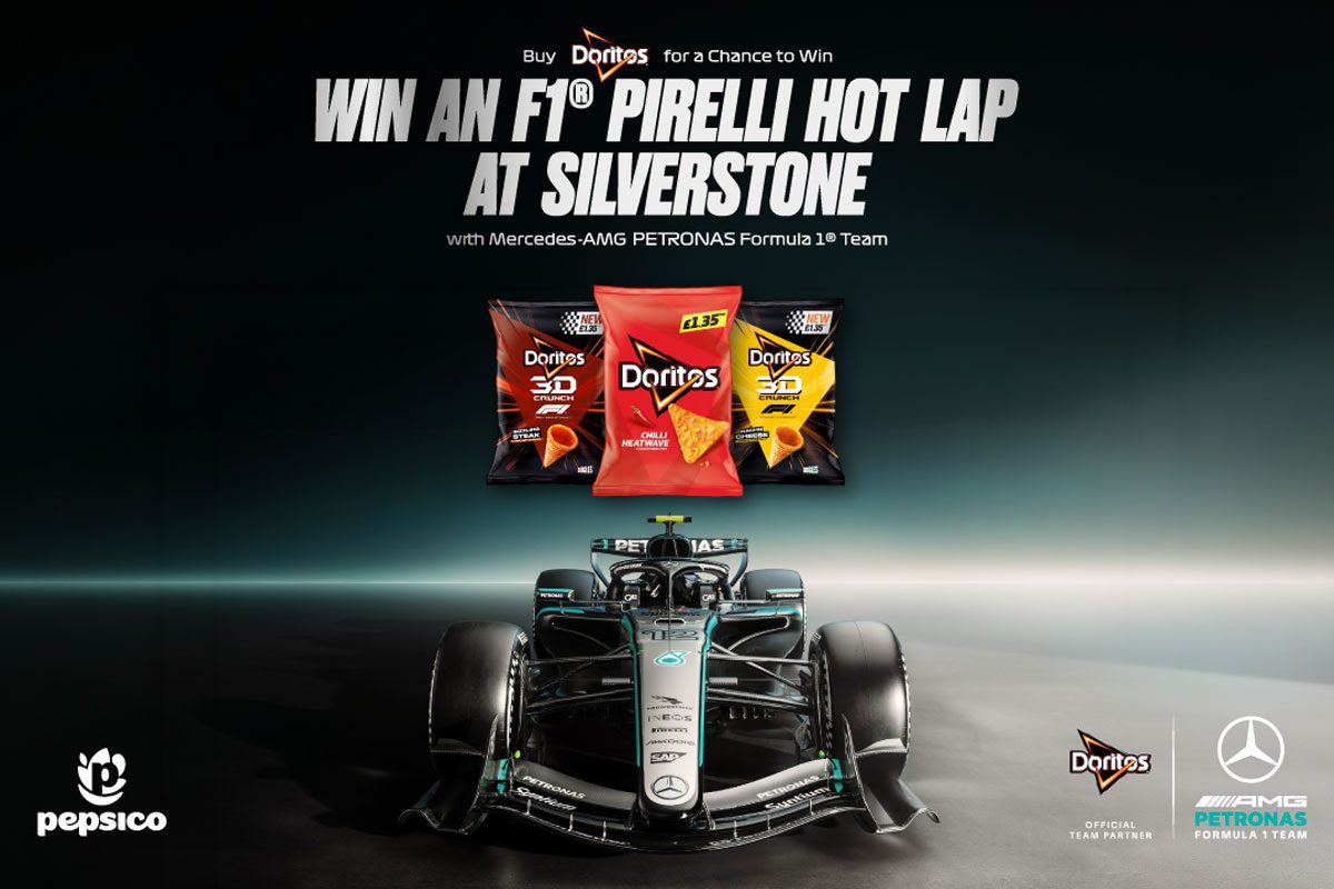 Promotional image for the Doritos Formula 1 retailer competition.