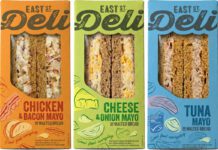 Kepak unveils new East St Deli sandwich range Pack shots of East St Deli Chicken & Bacon, Cheese & Onion and Tuna Mayo sandwiches.