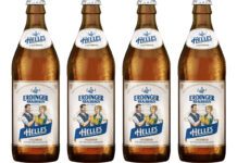 Erdinger launches new Helles Lager in UK Pack shots of Erdinger Weissbräu Brauhaus Helles lager bottles.