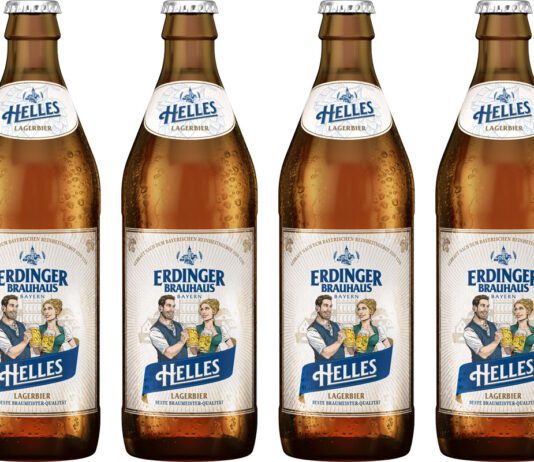 Erdinger launches new Helles Lager in UK Pack shots of Erdinger Weissbräu Brauhaus Helles lager bottles.