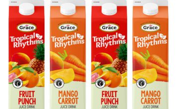Grace Foods unveils revamped Tropical Rhythms range Pack shots of Grace Tropical Rhythms Mango Carrot and Fruit Punch.