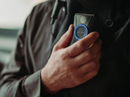 Abuse causes 90% of Scottish workers stress and anxiety A man with a HALOS bodycamera attached to the his chest.