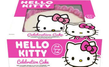 Finsbury unveils first Hello Kitty celebration cake Pack shot of the Hello Kitty Celebration Cake from Finsbury Food Group.