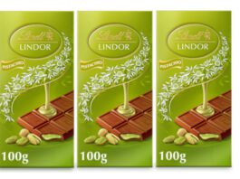 Spar secures exclusive on new Lindt Pistachio chocolate bar Pack shots of Lindt Lindor Pistachio chocolate bars.