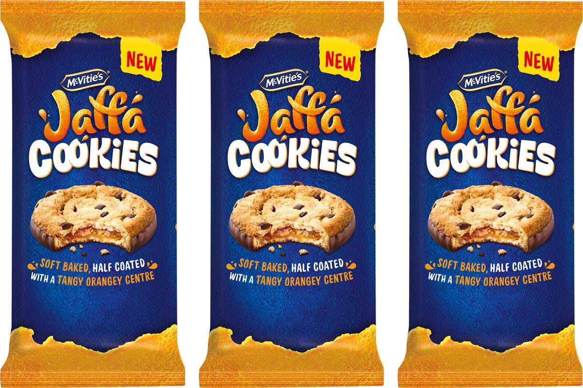 Pack shots of McVitie's Jaffa Cookies.