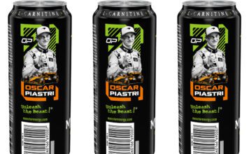 Monster Energy unveils new Oscar Piastri cans Pack shots of Monster Energy Oscar Pistari cans.