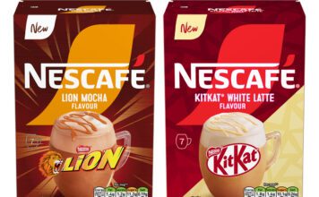 Nescafé brings a sweet touch with KitKat and Lion flavours Pack shots of Nescafé Latte Mocha Lion nd Nescafé KitKat White Latte flavours.
