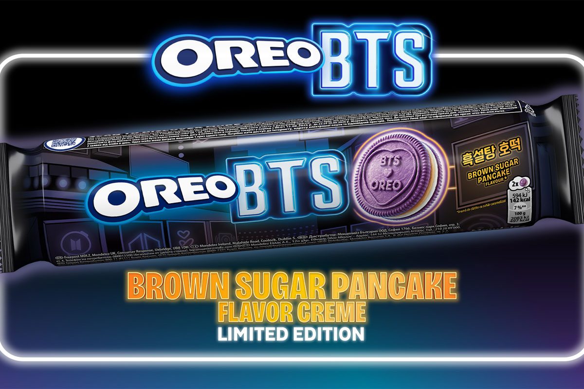 Promotional image of the collaboration between Oreo cookies and BTS.