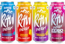 Rubicon Raw drives awareness of £1 PMP cans Pack shots of Rubicon Raw Raspberry Blueberry, Orange Mango, Pineapple Passion and Zero Added Sugar Cherry Raspberry.