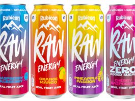 Rubicon Raw drives awareness of £1 PMP cans Pack shots of Rubicon Raw Raspberry Blueberry, Orange Mango, Pineapple Passion and Zero Added Sugar Cherry Raspberry.