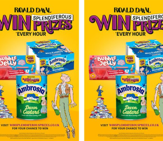 Premier Foods unveils Roald Dahl on-pack promo Promotional image of the 2026 partnership between Premier Foods and Roald Dahl featuring classic characters from the author's works along with pack shots of Ambrosia Custard and Angel's Delight.