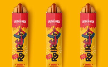 Rollover unmasks Spider-Man: Brand New Day promo Packs of Rollover Original Hotdog with the Spider-Man: Brand New Day promotion across them are set against a yellow background.