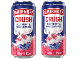 Smirnoff Crush debuts new Blueberry & Pomegranate RTD flavour Pack shots of Smirnoff Crush Blueberry & Pomegranate cans.