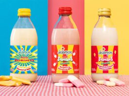 Delamere shakes up the market with Swizzels flavours Bottles of Delamere Swizzels flavoured milks stand against different coloured background with the Swizzels sweets in front of the bottles.