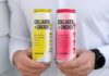 Vybey moves to new market with Collagen + Energy drinks A person holds cans of Vybey Collagen + Energy drinks in Lemon & Lime and Mixed Berry flavours.