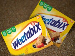 Weetabix serves up 25million breakfasts with Felix Boxes of Weetabix sit inside a pile of grain.