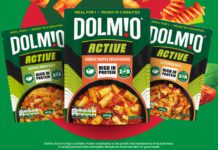 Dolmio builds the appetite for protein with new Active range Advert for the Dolmio Active range including pack shots of Dolmio Active Jalapeno & Chicken Fusilli, Sundried Tomato & Chicken Rigatoni and Zesty Chicken Fusilli. These three are set against a red and green background with images of pasta pieces around them.