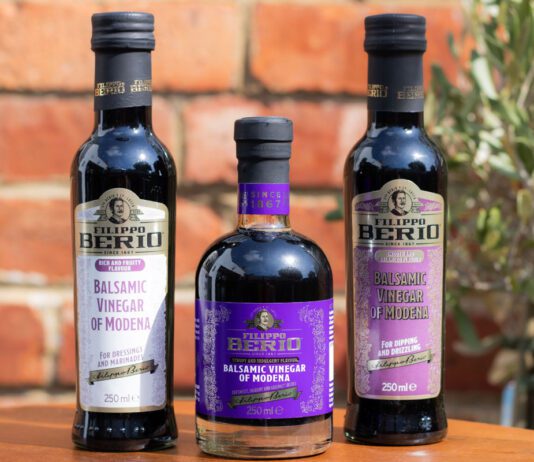 Filippo Berio unveils refreshed Balsamic Vinegar range Bottles of Filippo Berio Balsamic Vinegar of Modena that are designed to suit different meals with notes on the bottles.