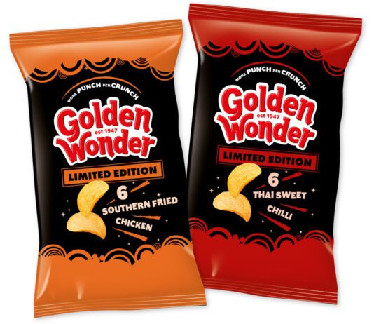 Golden Wonder turns up the flavour with Limited Edition Favourites Pack shots of Golden Wonder Southern Fried Chicken and Thai Sweet Chilli multipacks.