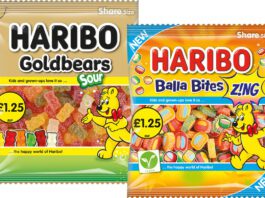Haribo brings tangy tastes for new Goldbears and Balla Bites Pack shots of Haribo Goldbears Sour and Haribo Balla Bites Zing.