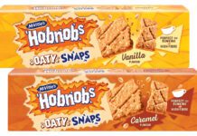 McVitie’s Hobnobs expands with Oaty Snaps range Pack shots of Hobnobs Oaty Snaps Vanilla and Caramel variants.