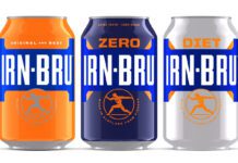 Irn-Bru brings back ‘Made in Scotland from Girders’ campaign Pack shots of Irn-Bru, Irn-Bru Zero and Diet Irn-Bru cans.