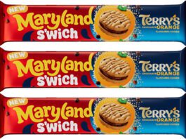 Maryland Cookies unveils Terry’s Chocolate Orange collab Pack shots of Maryland S'wich Terry's Chocolate Orange cookies.