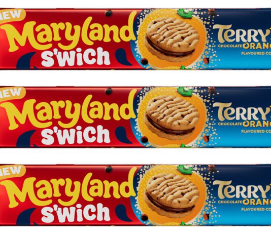 Maryland Cookies unveils Terry’s Chocolate Orange collab Pack shots of Maryland S'wich Terry's Chocolate Orange cookies.