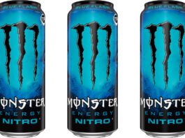 Monster expands with new Nitro Blue Flash flavour Pack shots of Monster Energy Nitro Blue Flash cans.