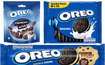 Oreo rolls out new Cookie Dough flavour and sharing packs Pack shots of Oreo Crunchy Bites, Oreo Sharing Tray and Oreo Cookie Dough.