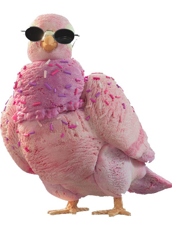 A still image of the Pepsi Summer Treats campaign character Pidge.