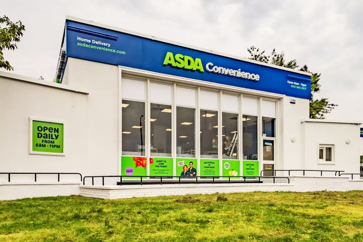 Exterior image of the Asda Convenience store on Croftfoot Road in Glasgow.