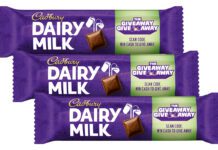 Cadbury offers £25k prize in Giveaway Give Away promo Pack shots of Cadbury Dairy Milk bars with the Giveaway Give Away campaign on packs.