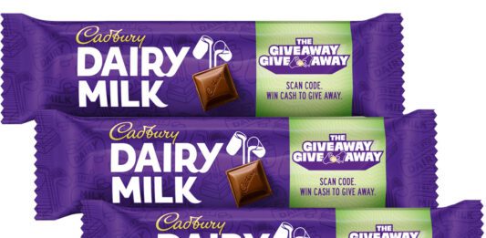 Cadbury offers £25k prize in Giveaway Give Away promo Pack shots of Cadbury Dairy Milk bars with the Giveaway Give Away campaign on packs.