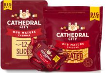 Lactalis acquires Saputo dairy brands Pack shots of Cathedral City formats including Sliced, Grated and Mini Cheddars.