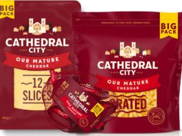 Lactalis acquires Saputo dairy brands Pack shots of Cathedral City formats including Sliced, Grated and Mini Cheddars.