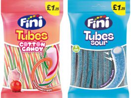 Fini expands Tubes range with new flavours Pack shots of Fini Tubes Cotton Candy and Fini Tubes Sour Blue Raspberry.