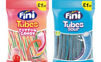 Fini expands Tubes range with new flavours Pack shots of Fini Tubes Cotton Candy and Fini Tubes Sour Blue Raspberry.