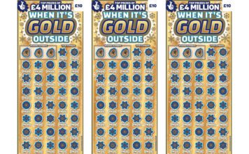 Allwyn launches biggest jackpot for Scratchcard games Images of the 'When It's Gold Outside' Scratchcard from The National Lottery.