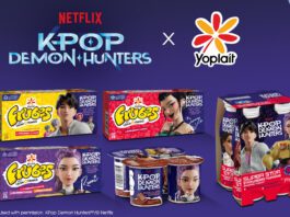 Yoplait unveils K-Pop Demon Hunters collaboration Promotional image of the Yoplait and Netflix K-Pop Demon Hunters range featuring packs of Frubes, yoghurts and yoghurt drinks with characters from the animated film.