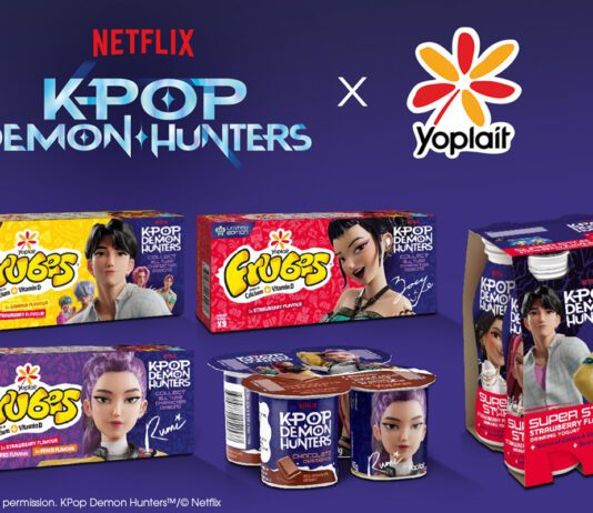 Yoplait unveils K-Pop Demon Hunters collaboration Promotional image of the Yoplait and Netflix K-Pop Demon Hunters range featuring packs of Frubes, yoghurts and yoghurt drinks with characters from the animated film.