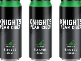 Knights Cider expands with Premium Pear Pack shots of Knights Cider Premium Pear cans.