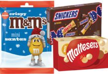 Mars Wrigley unveils new packs for Christmas Pack shots of Crispy M&M's Mini Santas sharing pack, Snickers & Friends selection box and Maltesers White box.