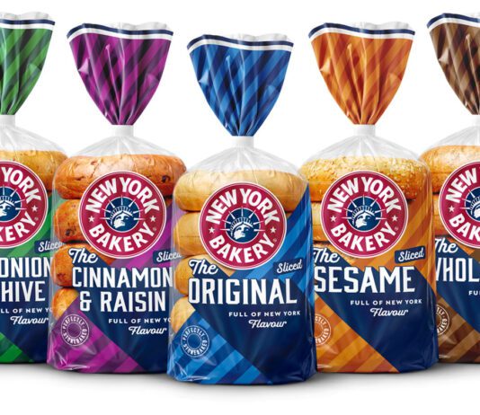 New York Bakery rolls out pre-sliced bagels Pack shots of New York Bakery pre-sliced bagels range including Red Onion & Chive, Cinnamon & Raisin, Original, Sesame and Wholemeal.