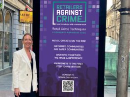 Retailers Against Crime launches national billboard campaign Stephanie Karte, chief executive at Retailers Against Crime, stands next to an electronic billboard in Glasgow's Buchanan Street which features the Retailers Against Crime marketing campaign.