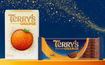 Terry’s debuts chocolate orange Christmas range Promotional image for the Terry's Chocolate Christmas range featuring pack shots of Terry's White Chocolate Orange and Terry's Chocolate Orange XL tablet bar.