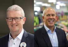 Leadership changes at Tesco and Booker (L to R) head shot of Geoff Byrne, chief executive at Booker and Andrew Yaxley, chief executive at Tesco Ireland & Northern Ireland.