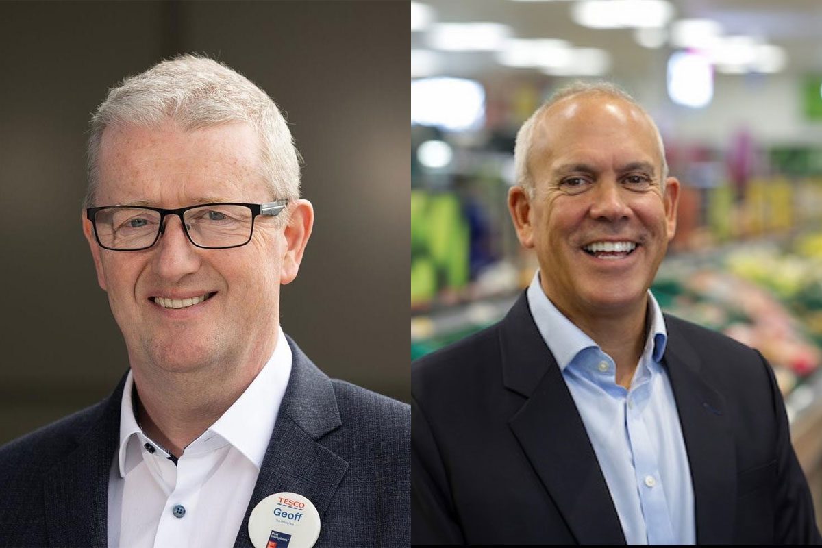 (L to R) head shot of Geoff Byrne, chief executive at Booker and Andrew Yaxley, chief executive at Tesco Ireland & Northern Ireland.